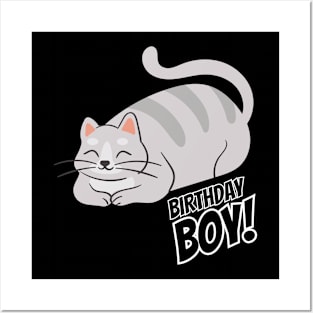 Birthday boy Tshirt with cute cat Posters and Art